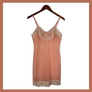 Vintage Gossard Artemis Pink Nylon Slip Lace Trim Size 34 Short